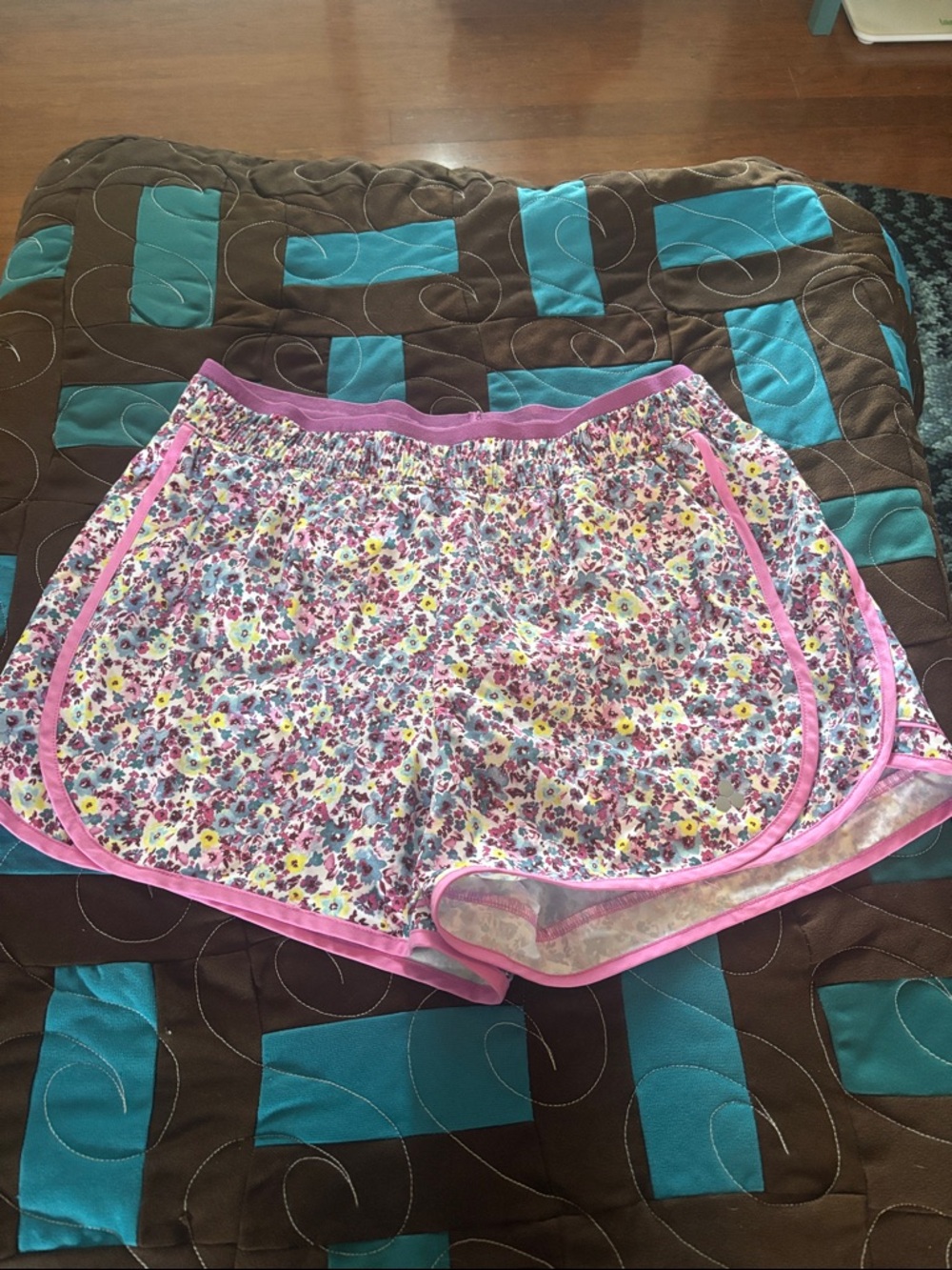 Floral Pink Trim Women's Athletic Shorts